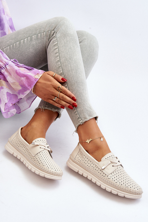 Dámske béžové kožené vyrezávané topánky Darnissa