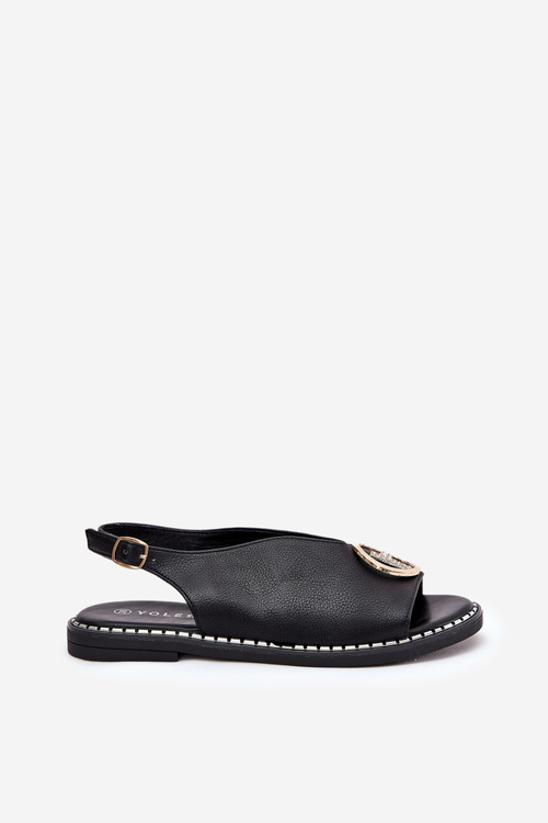 Ploché Elegantní Sandály S Dekorací Černé Iseliria