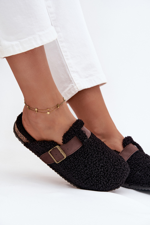 Dámské pantofle s beránčím kožíškem Černé Lorivine