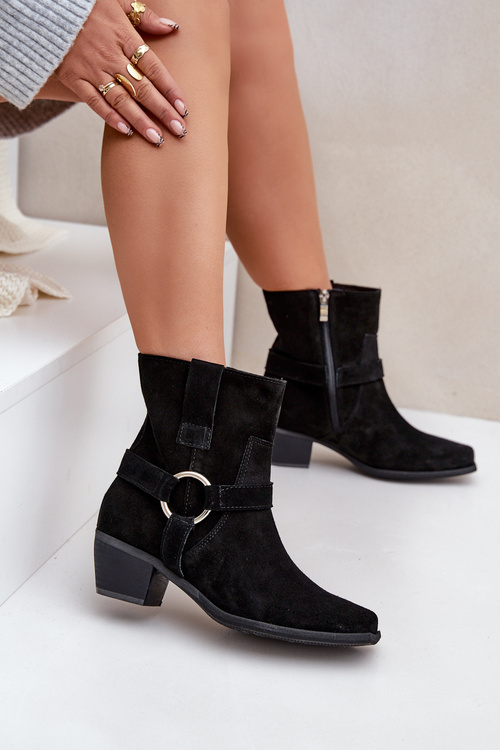 Botičky Z Prírodného Semišu Na Opätku Čierne Zazoo 3444/2