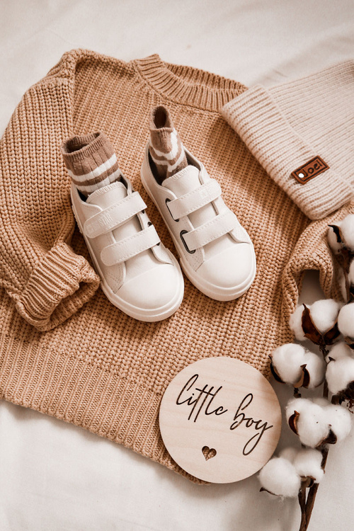 Detské kožené tenisky na suchý zips Veľká hviezda KK374093 biela