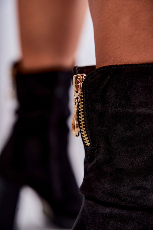 Semišové Vysoké Boty Na Podpatku Černe Volter