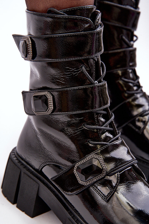 Dámské lakované botky Workery černé SBarski MR870-61