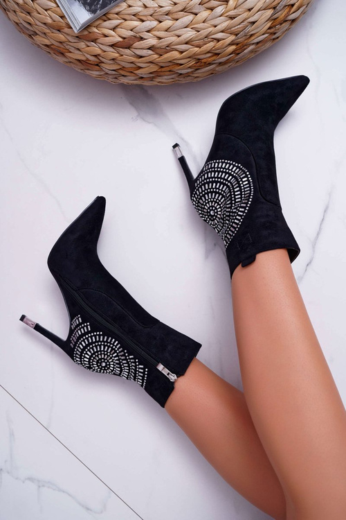 Dámské boty Na Podpatku Semišové Černé Fashionable