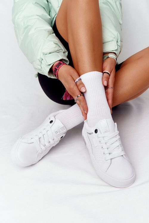 Dámské Kožené Tenisky BIG STAR HH274075 Bílé-Stříbrné