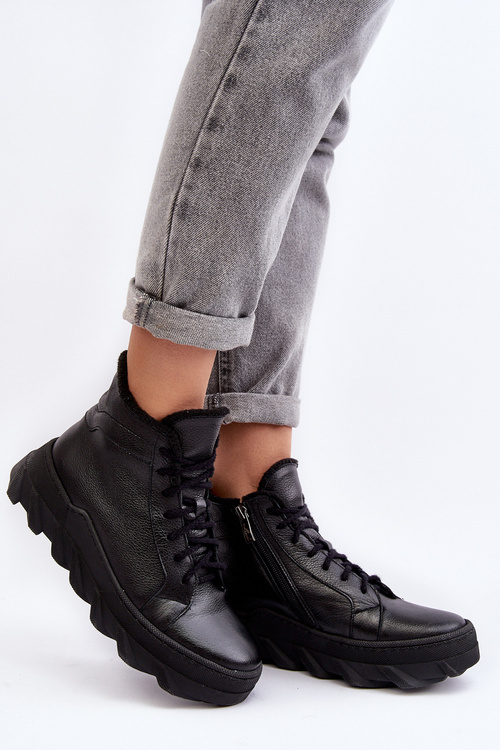 Izolované dámske kožené topánky na platforme Black Lemar Jevette