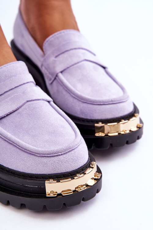 Klasické semišové mokasíny s zdobením fialove Monaro