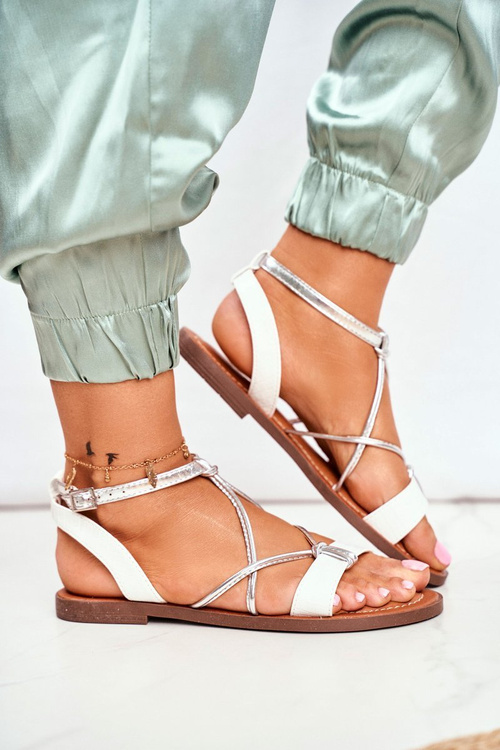 Dámske ploché sandále biele Alison