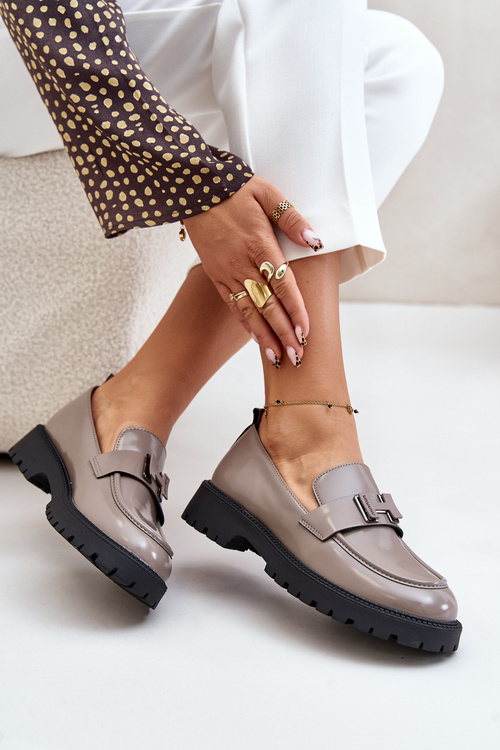 Dámske Lakované Mokasíny Vinceza 62187 Sivé