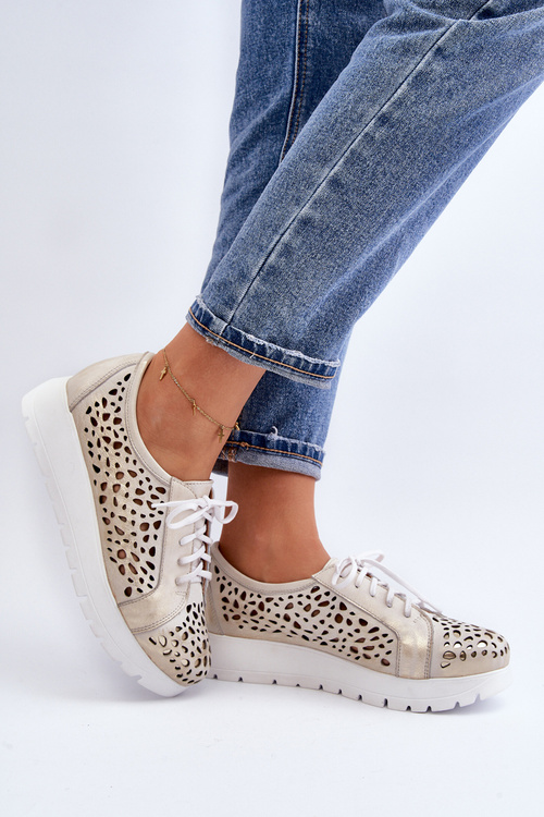 Kožené topánky na plošine béžovej hypnózy lemar