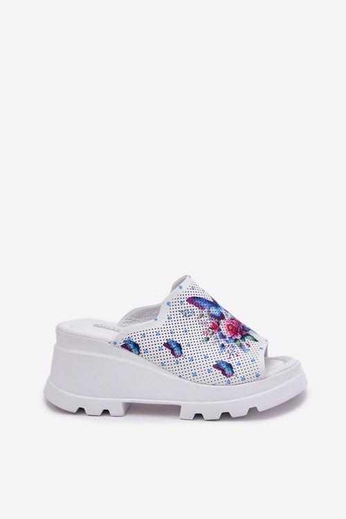 Dámské Kožené Sandały Na Klínu Artiker 56C0428 Bílé