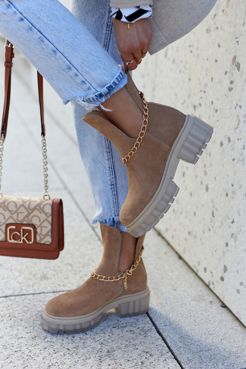 Módní semišové kozačky s střihem Camel Forget Me