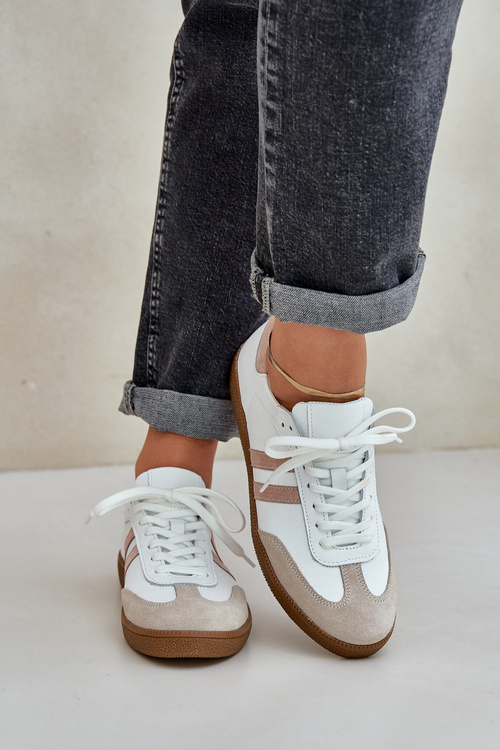 Zazoo N1068 Kožené Nízké Sneakersy Dámské Béžové