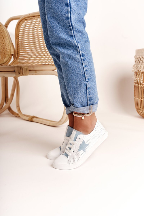 Dámské Kožené Tenisky S Hvězdou BIG STAR DD274692 Bílo-Modré