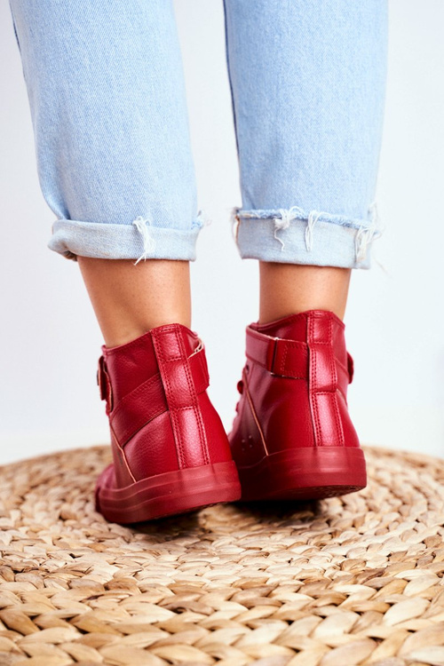 Dámské Kožené Vysoké Tenisky BIG STAR V274529 Červené