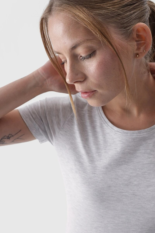 Dámské Hladké Tričko S Logem Šedé 4F