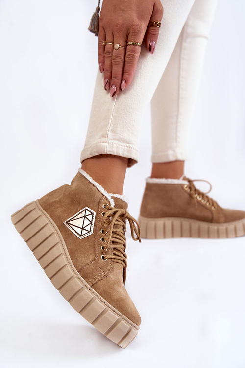 Semišové sportovní boty Vázané boty Lewski 3252/N Béžová