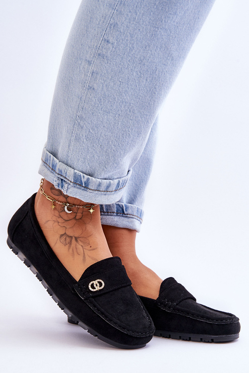 Pošmyknuté semišové mokasíny čierny kastelo