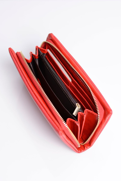 Veľká dámska červená peňaženka s vreckom