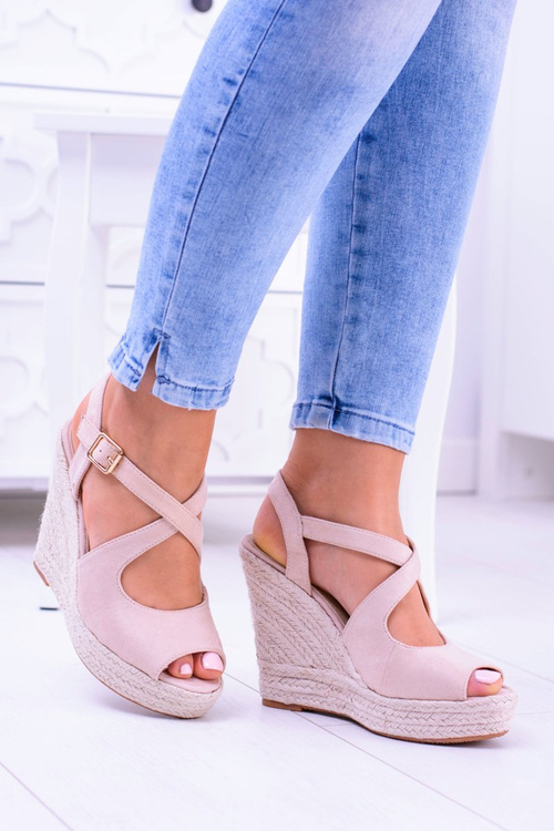 Ženské béžové sandále pre Espadrilles Elonore Wedge