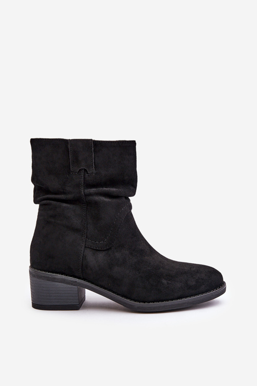 Zateplené dámske čižmy s naťahovaným zvrškom na nízkom opätku čierne Zinanya