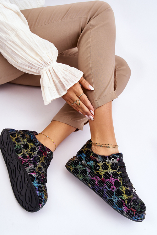 Dámske športové topánky s kamienkami goe ll2n4010 čierna