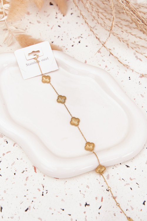 Náramek ze nerezové oceli s květinami ze zlata