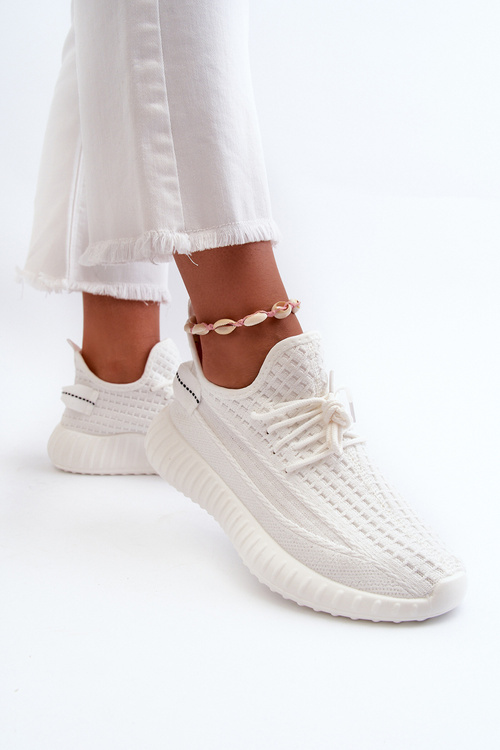 Dámské bílé textilní slip-on sportovní boty Nelmarie