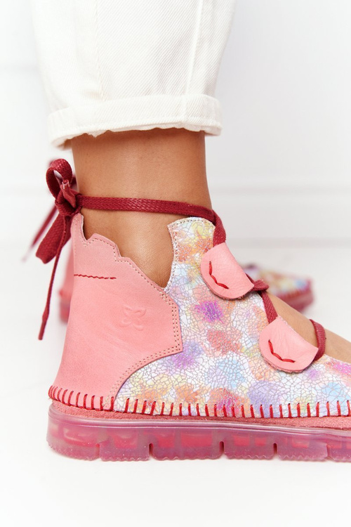 Dámské Kožené Polobotky Maciejka Růžové 04457-15