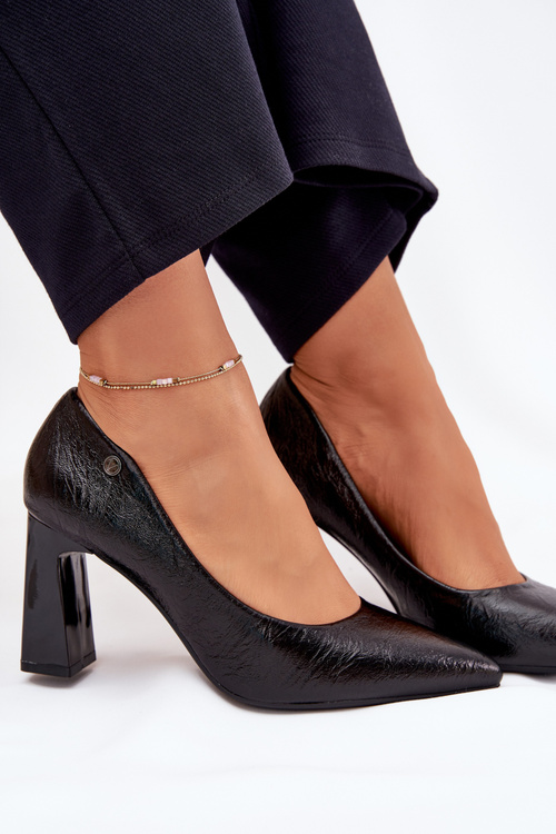 Dámské lodičky na podpatku Vinceza 62252 černé