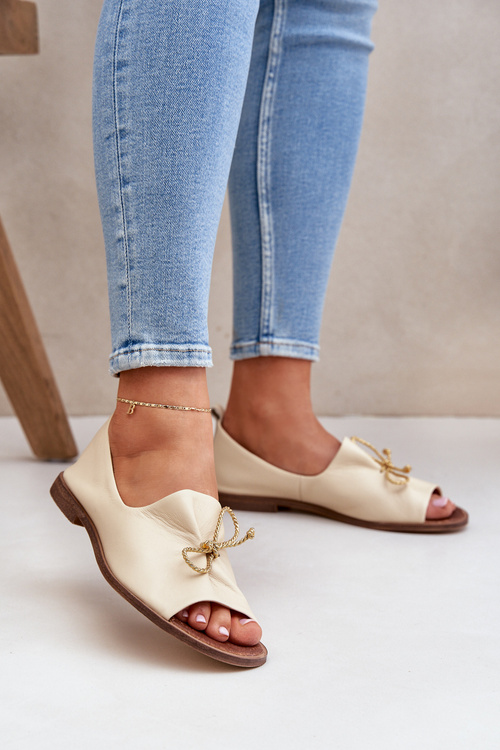 Zazoo 2660 Kožené Dámské Baletky Jasně Béžové