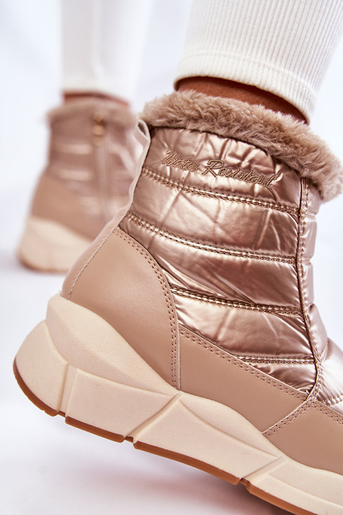 Dámské sněhule se zipem zlato-béžová Senia