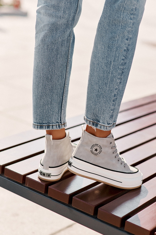 Zateplené Dámske Tenisky Na Platforme Eko Koža Big Star OO274069 Modré