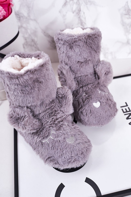 Dětské Pantofle Izolované Z Kůže šedé Sleepyhead