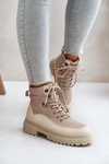 Béžové Dámske Šnurovacie Botky Rabaria