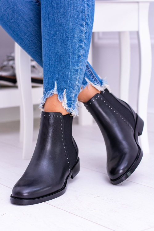 Kožené topánky s veľkou hviezdou Black BB274611