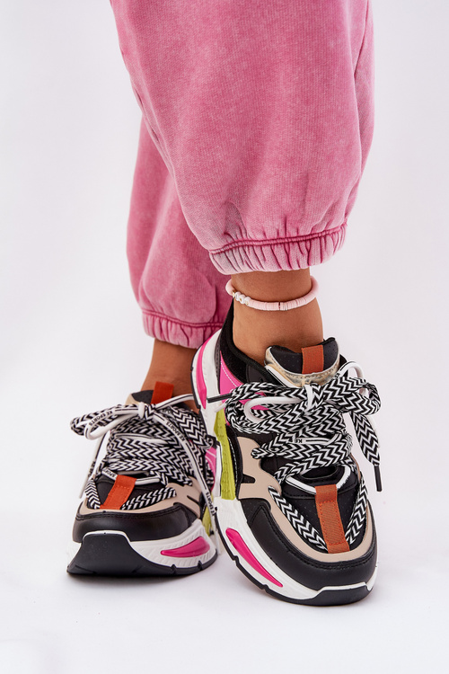 Tenisky Dámske Športové Topánky S Dvojitým Šnurovaním Čierne Efobell