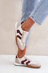 Klasické dámské sneakersy z eko kůže béžovo-bordové Maretina