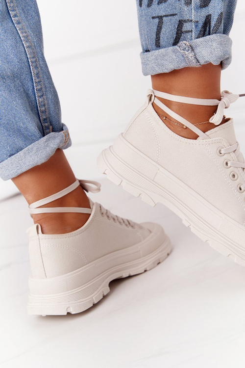 Dámske cestovné tenisky béžové tenisky na platforme