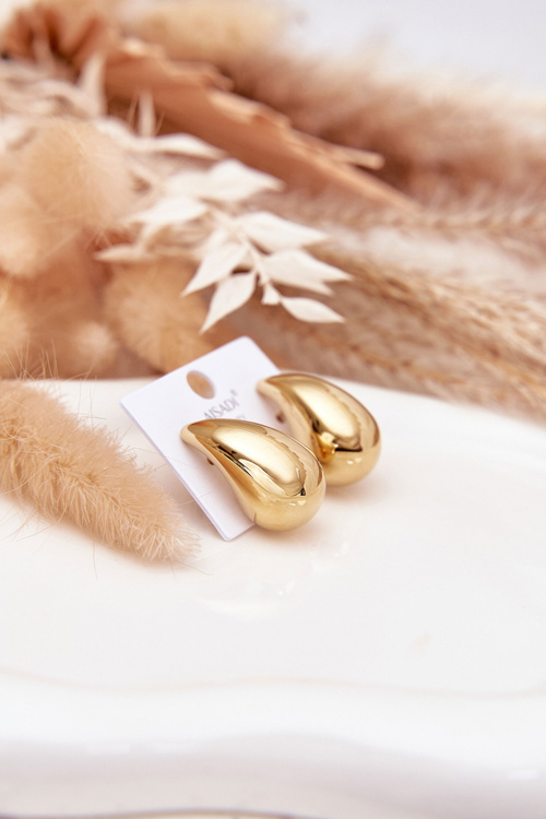 Ženské náušnice z chirurgické oceli Velké kapky zlaté