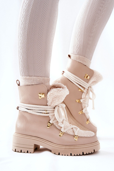 Kožené topánky viazané lewski svetlo béžová 3116