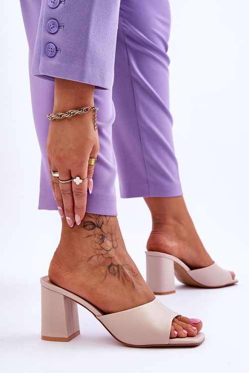 Dámské kožené klasické pantofle Béžové Loara