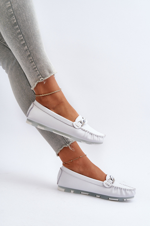 Bílé Dámské Kožené Mokasíny S Ozdobou S.Barski LR339