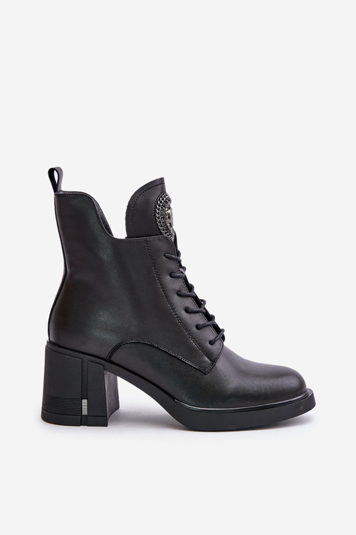 Zateplené Čižmy Na Masívnom Opätku Z Prírodnej Kože Čierne Vinceza 66676