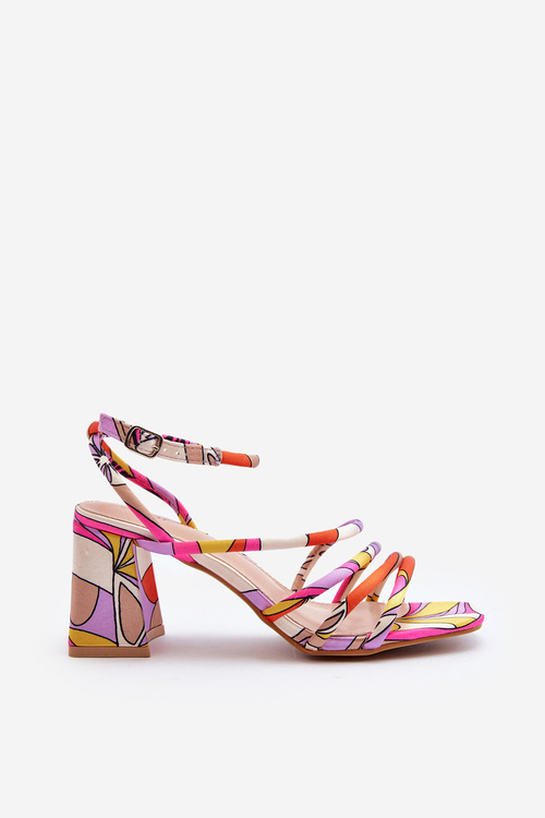 Vzorované sandály na podpatku fialové Jenglla