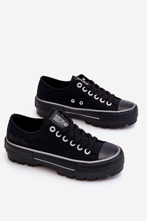 Materiálne tenisky na čiernej platforme Big Star LL274149