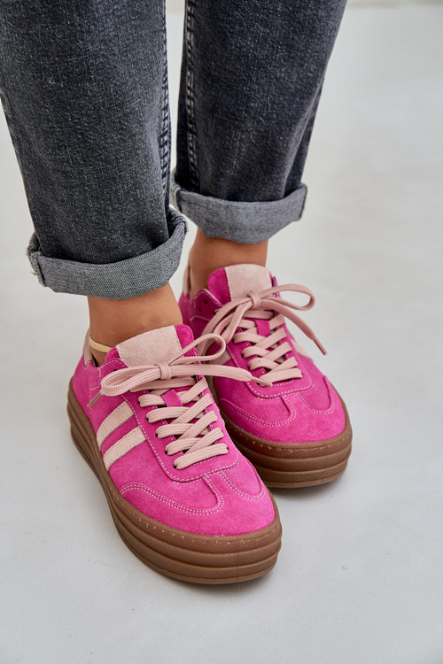 Zazoo N1068S4 Dámské semišové sneakersy na platformě fuchsie