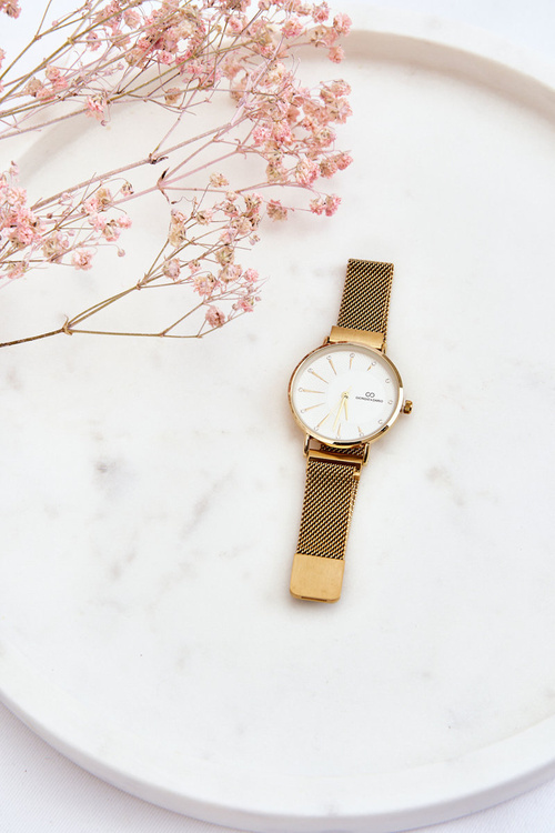 Síťovaný náramek hodinky Giorgio&Dario zlato-bílé