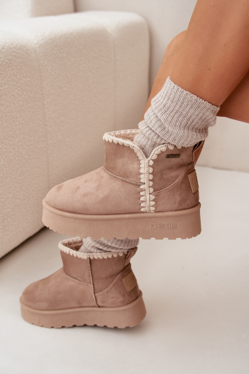 Dámske Snehule Na Platforme S Prešívaním Big Star SS274129 Béžové