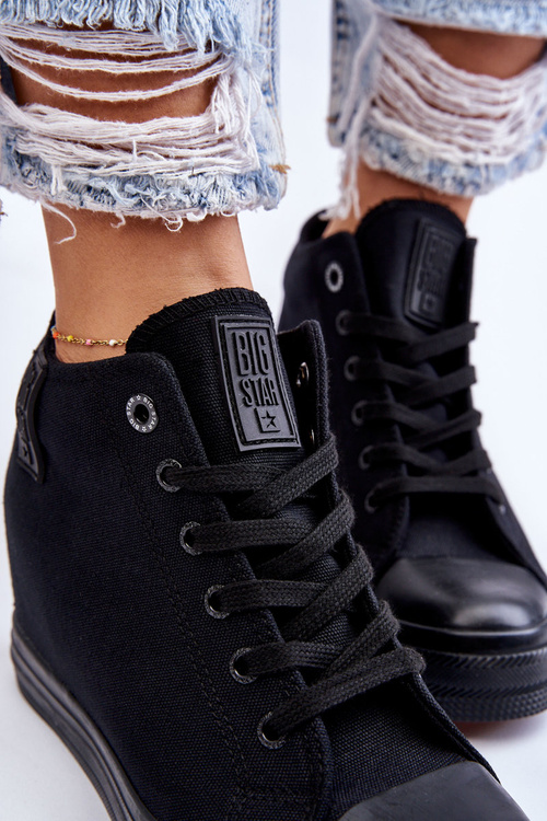 Vysoké tenisky na skrytom klinoch Big Star LL274034 čierna